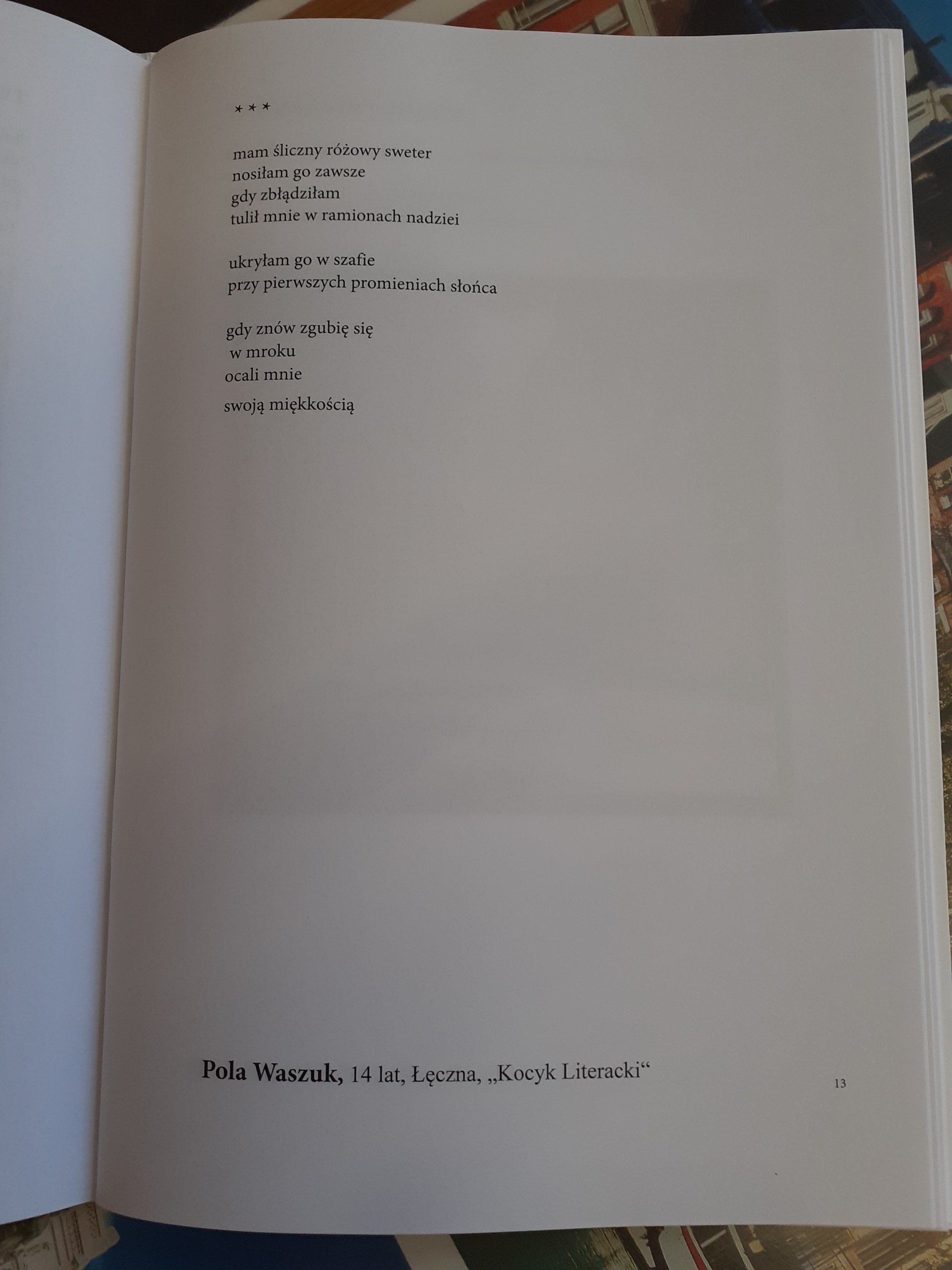 Zdjęcie przedstawia wiersz Poli Waszuk.