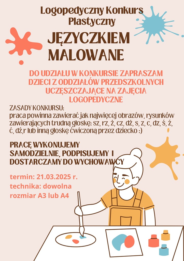 plakat z informacjami o konkursie logopedycznym