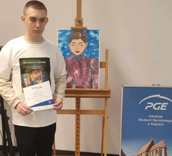 laureat konkursu, Damian Borowiec, uczeń klasy 8b