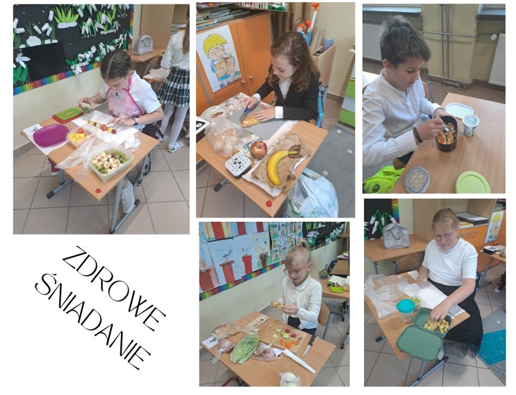 dzieci przygotowujące zdrowe posiłki.