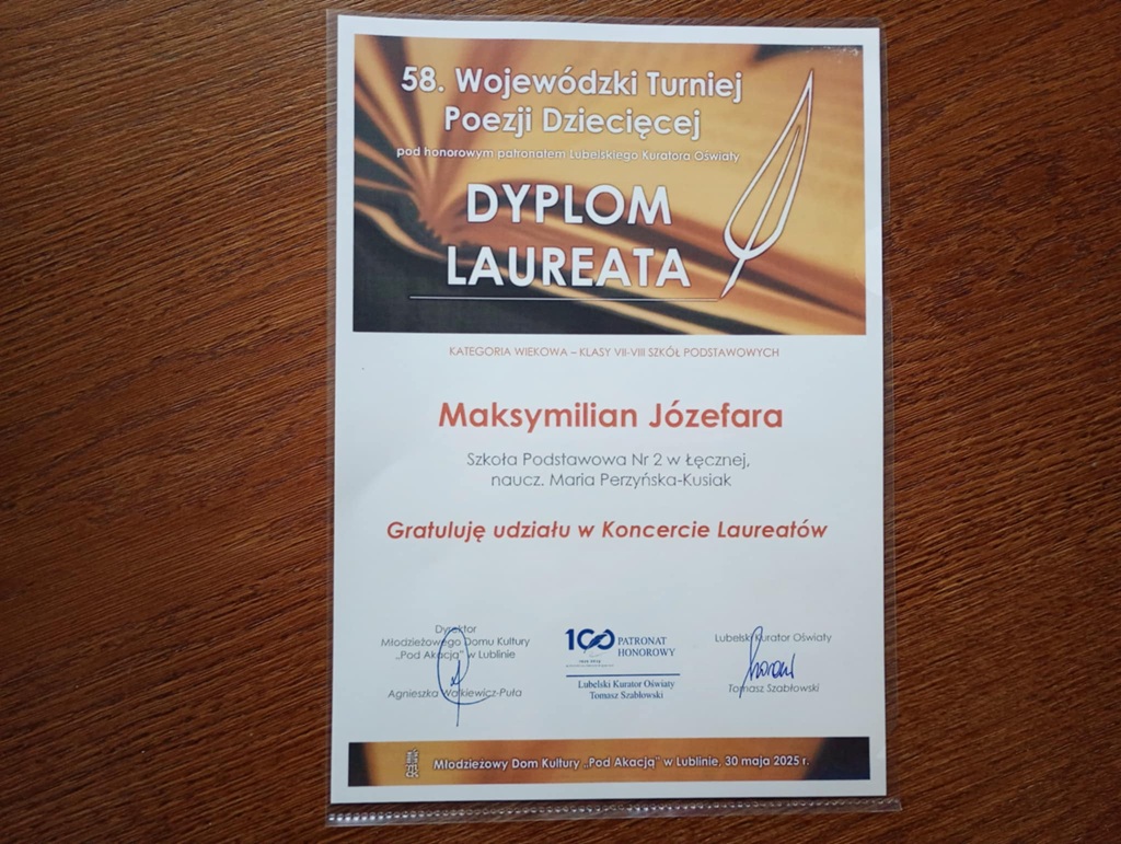 dyplom laureata konkursu
