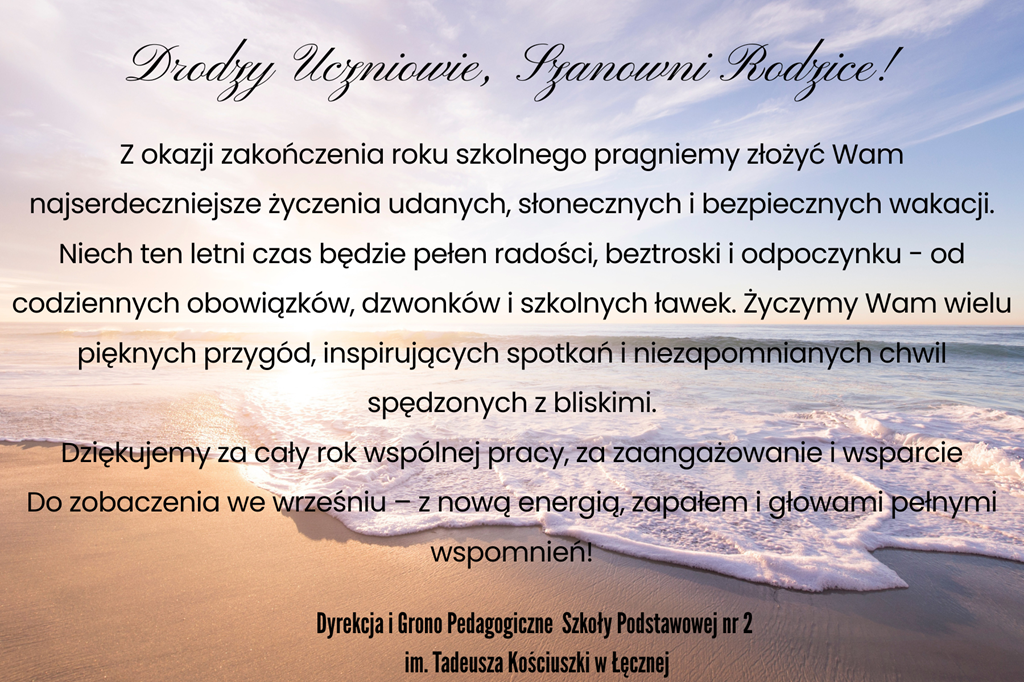 życzenia wakacyjne dla uczniów i rodziców