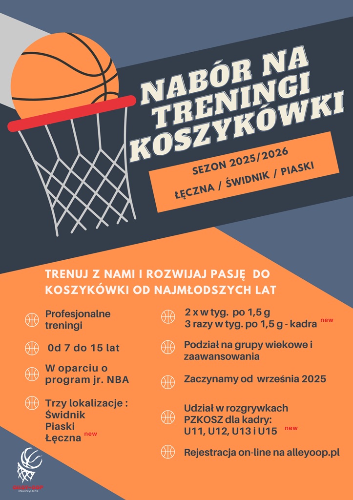 plakat nabór na treningi koszykówki