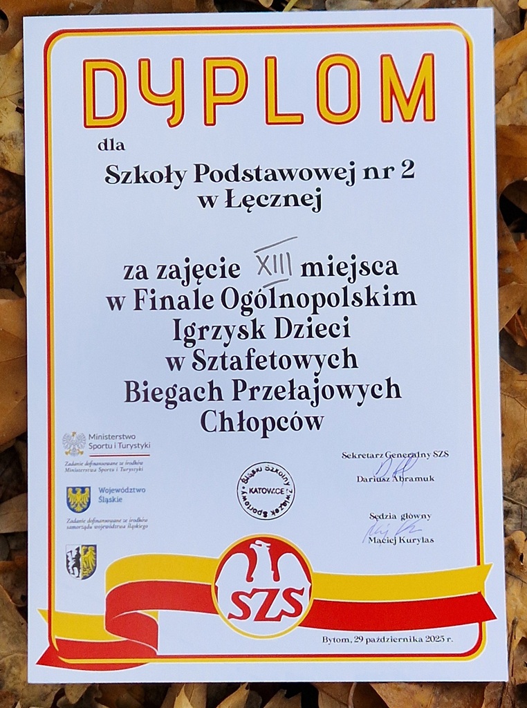 dyplom dla prezencji szkoły