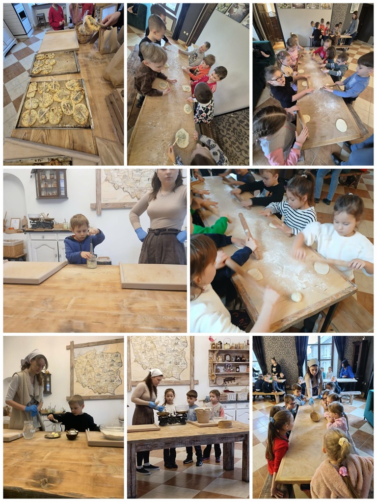 Dzieci z zaciekawieniem uczestniczą w warsztatach pieczenia cebularza