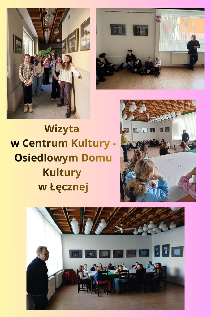 kolaż zdjęć - uczniowie w Centrum Kultury