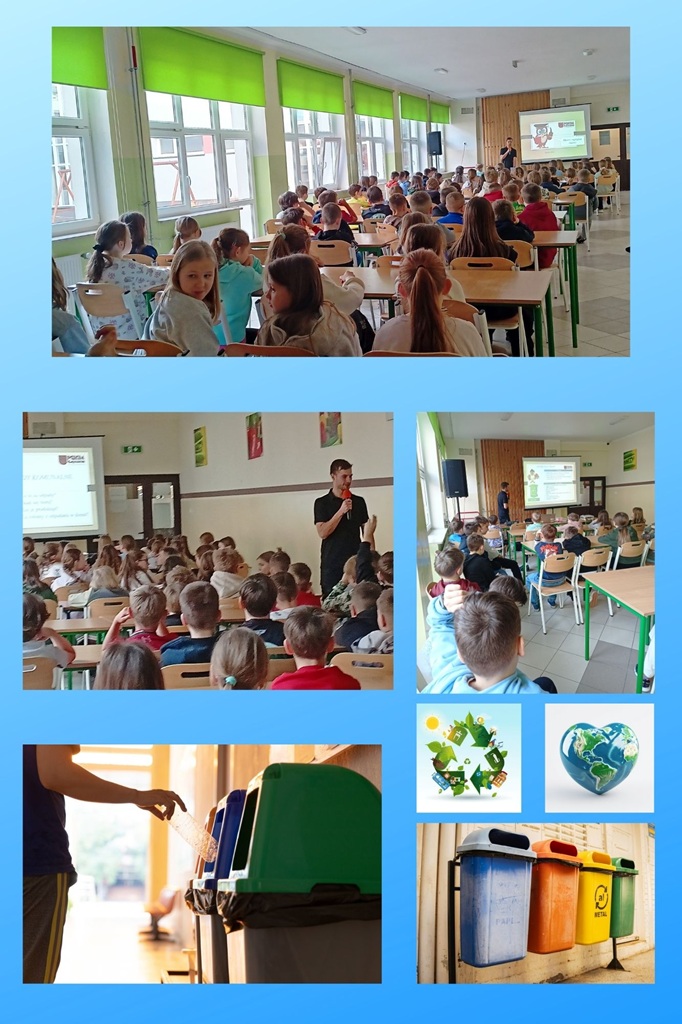 Uczniowie słuchający prelekcji na temat ochrony środowiska naturalnego przed zanieczyszczeniami.