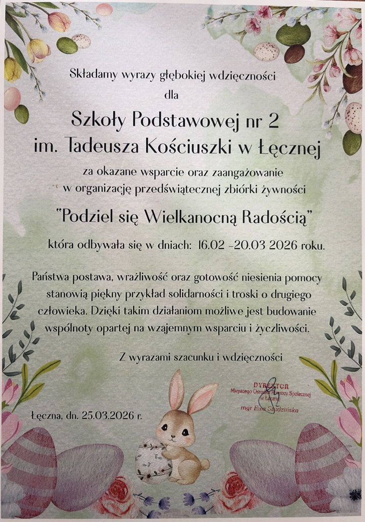 Podziękowanie za udział w akcji