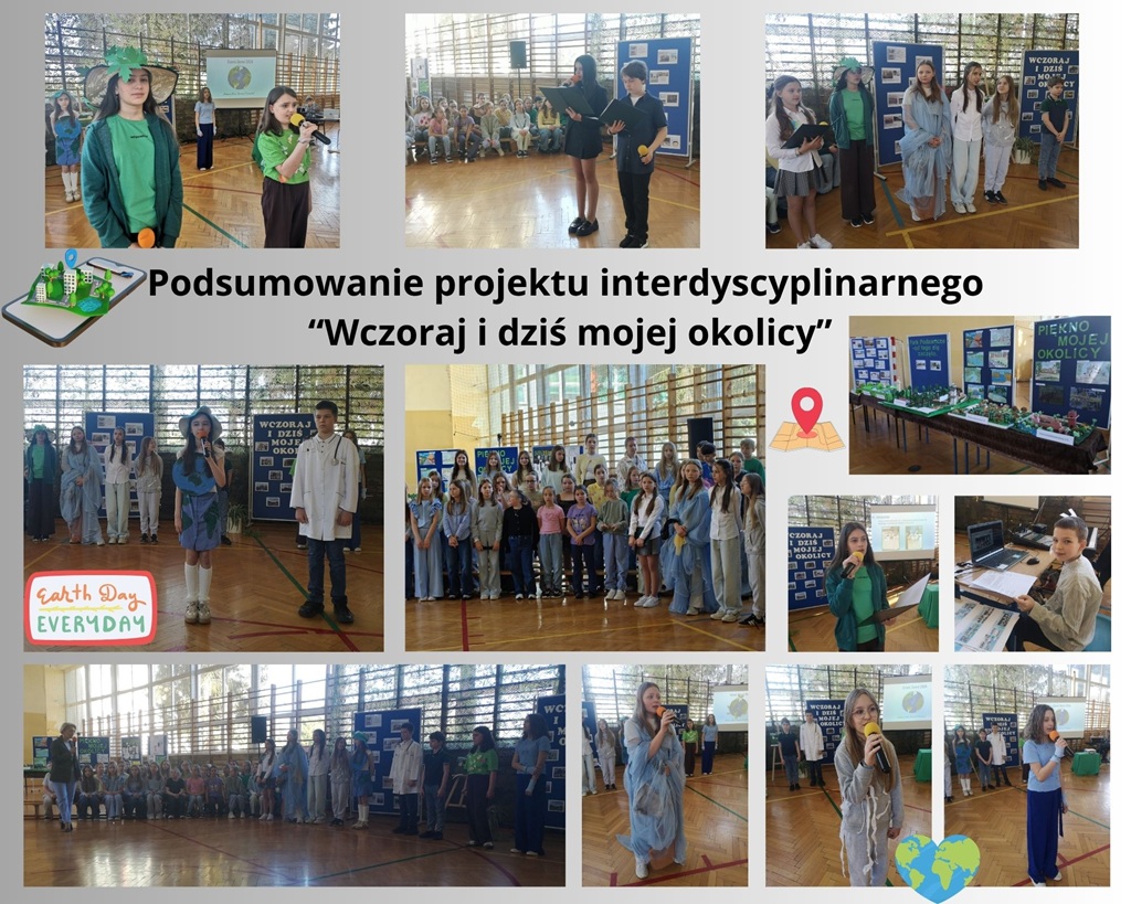 uczniowie klas 4 i 5 prezentujący efekty zrealizowanego projektu interdyscyplinarnego”