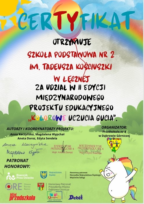 certyfikat projektu