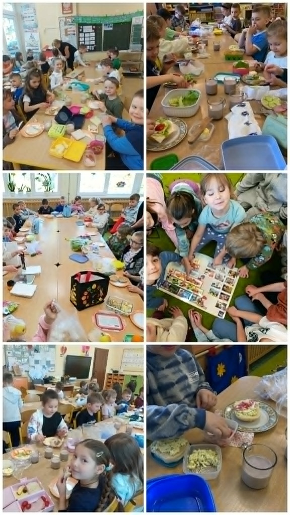 szczęśliwe dzieci z oddziałów przedszkolnych komponują zdrowe posiłki.