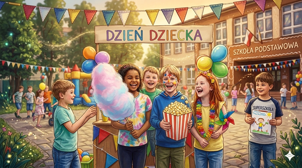 radosne dzieci, w tle inne bawiące się
