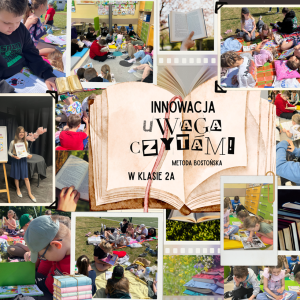 kolaż zdjęć - czytające dzieci w różnych sceneriach