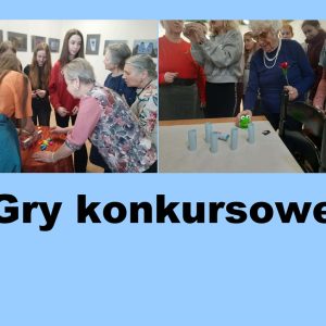 kolaż zdjęć- uczestnicy spotkania grają w gry