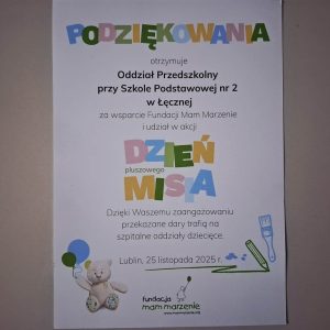 podziękowanie za udział w akcji